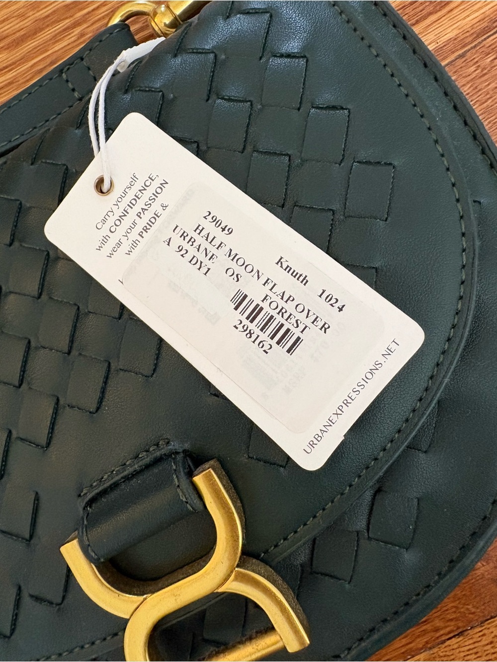 NWT Urbane Expressions Forest Green Half Moon Flap-Over Shoulder Bag